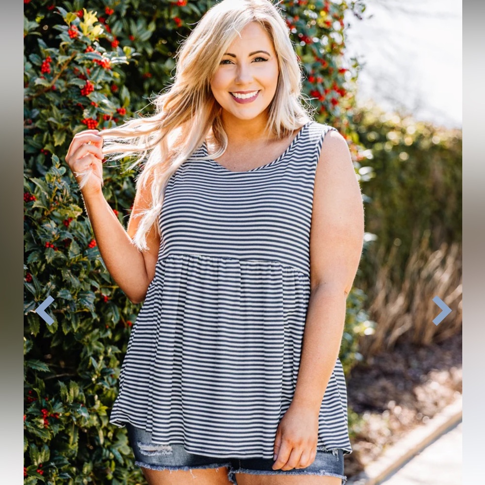 CHIC SOUL Weekender Waffle Babydoll Stripe, Blue 1X